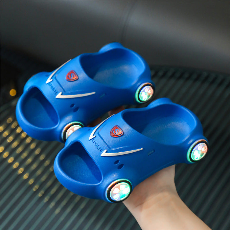 Kids Glowing Slippers Cartoon Car Sandals Children Sandals Anti Slip Boys Girls Luminous Slippers Summer Beach Shoes - Cindi Book