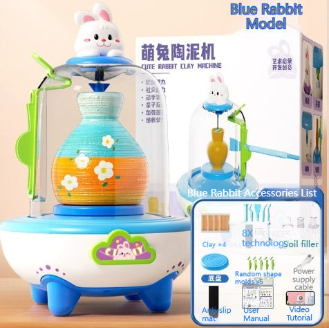 Electric Mini Finger-Powered Pottery Wheel Kit Handmade Set With No-Bake Clay Toys - Cindi Book