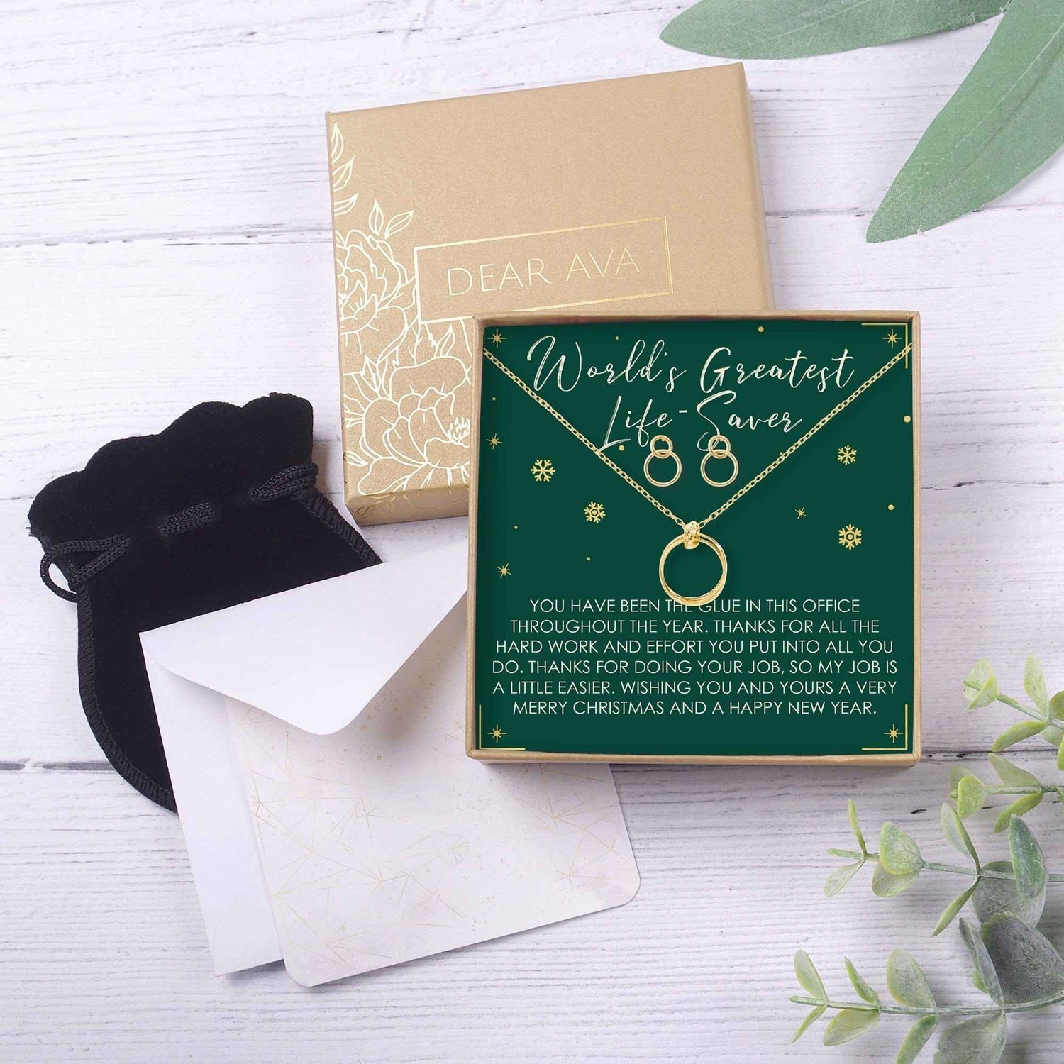 Christmas Gift for Administrative Assistant Linked Circles Earring and Necklace Jewelry Set