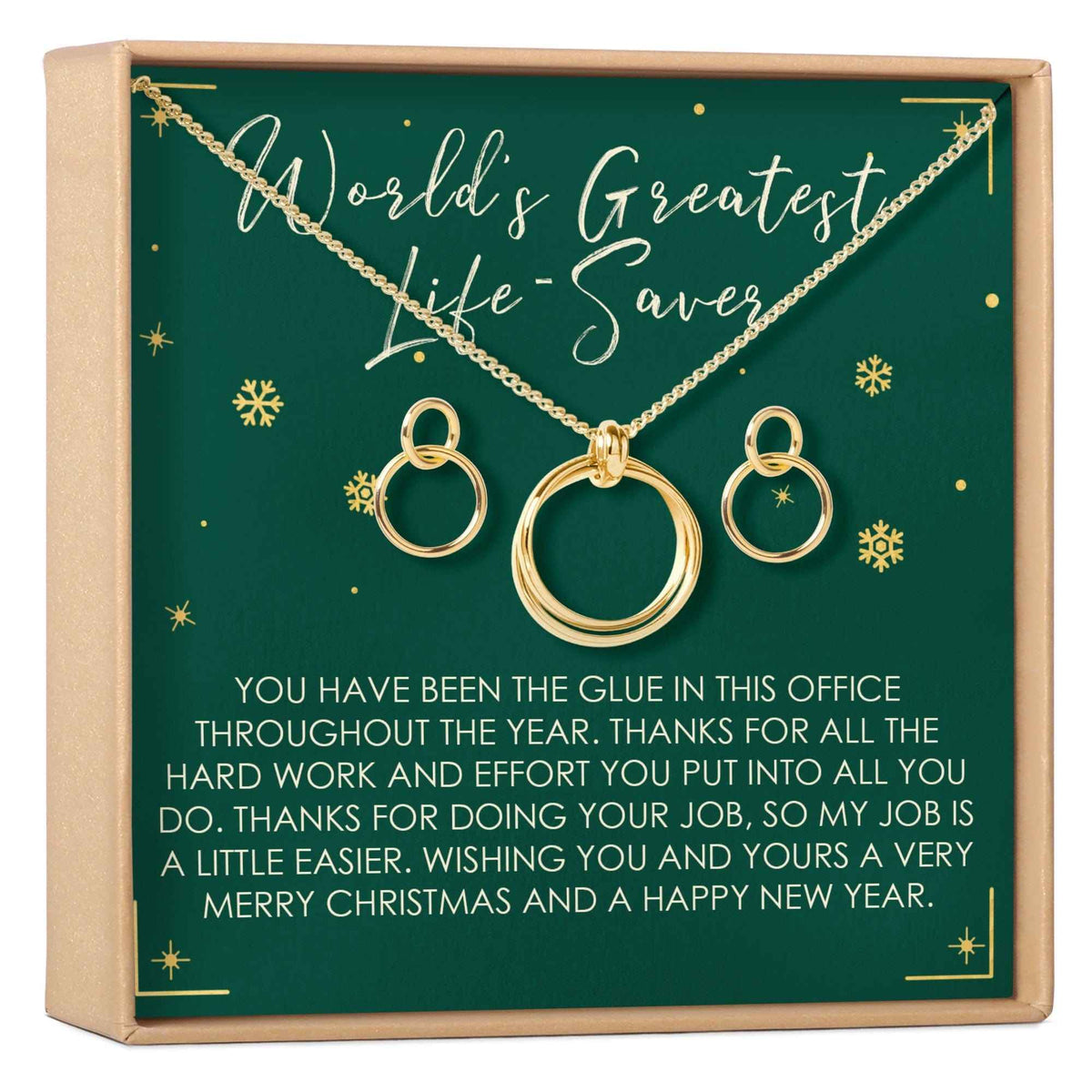 Christmas Gift for Administrative Assistant Linked Circles Earring and Necklace Jewelry Set