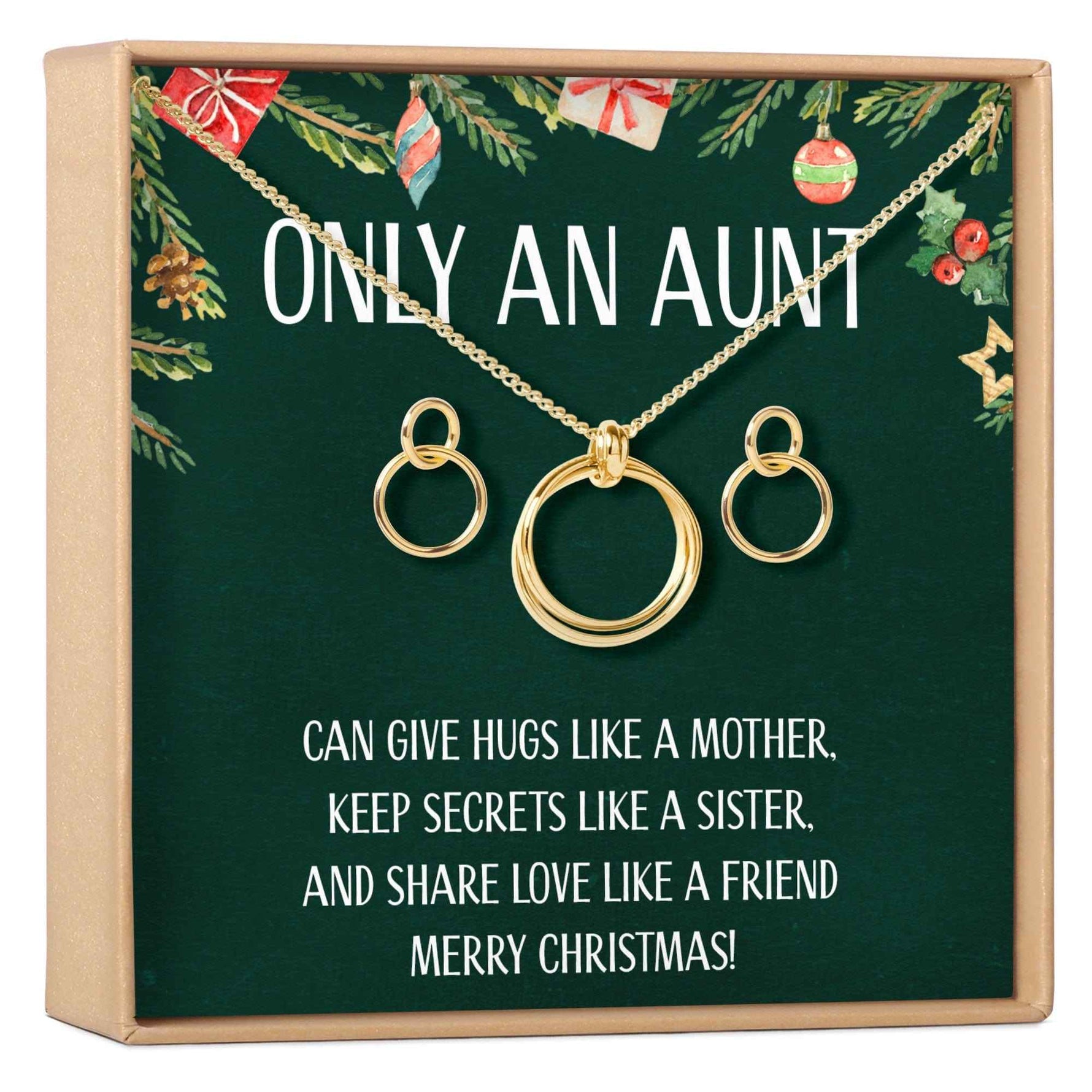 Christmas Gift for Aunt Linked Circles Earring and Necklace Jewelry Set
