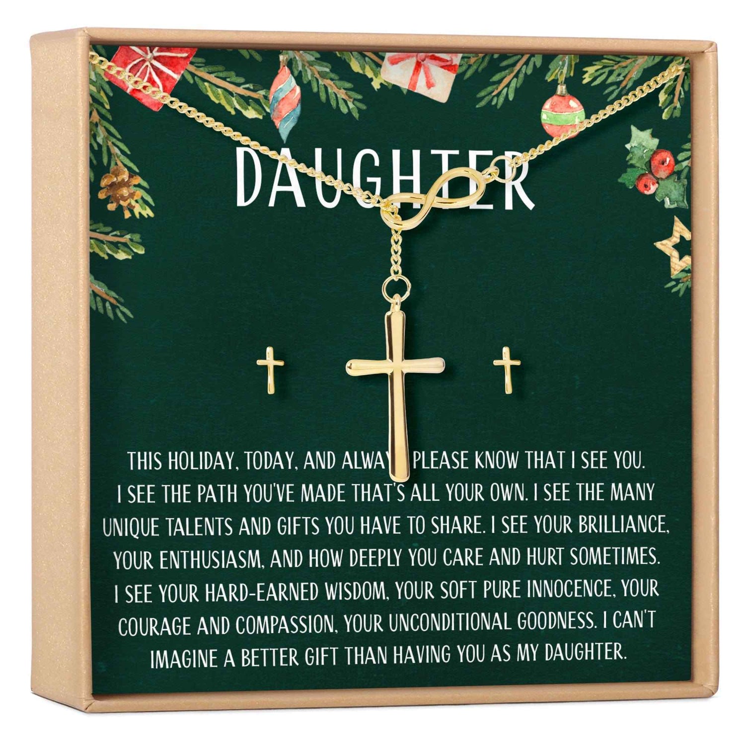 Christmas Gift for Daughter Cross earring and Necklace Set Jewelry Set