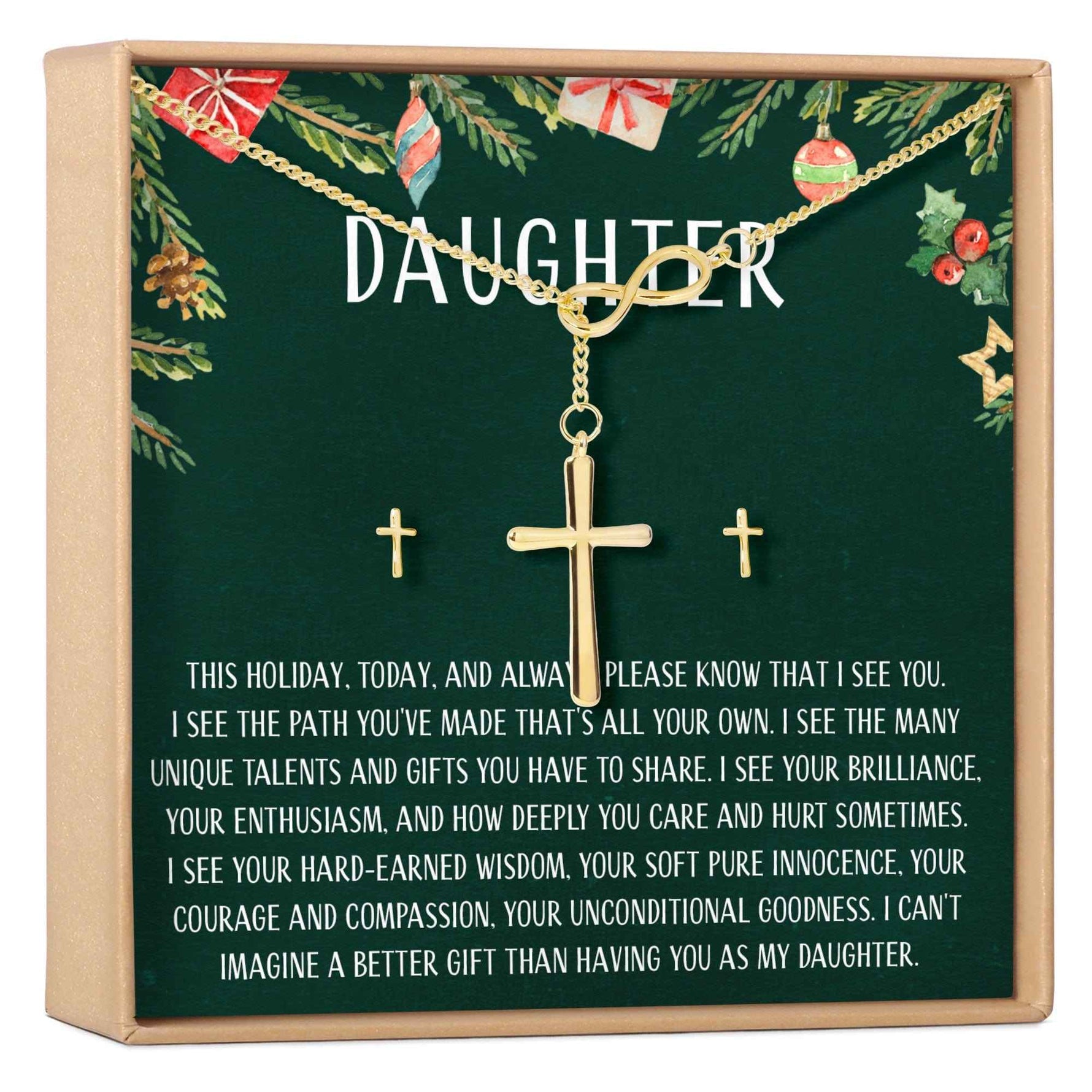 Christmas Gift for Daughter Cross earring and Necklace Set Jewelry Set