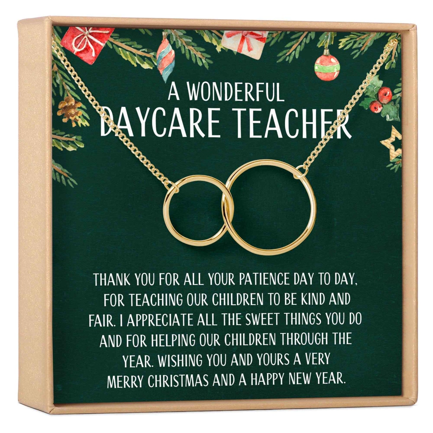Christmas Gift for Daycare Teacher Interlocking Circles Necklace