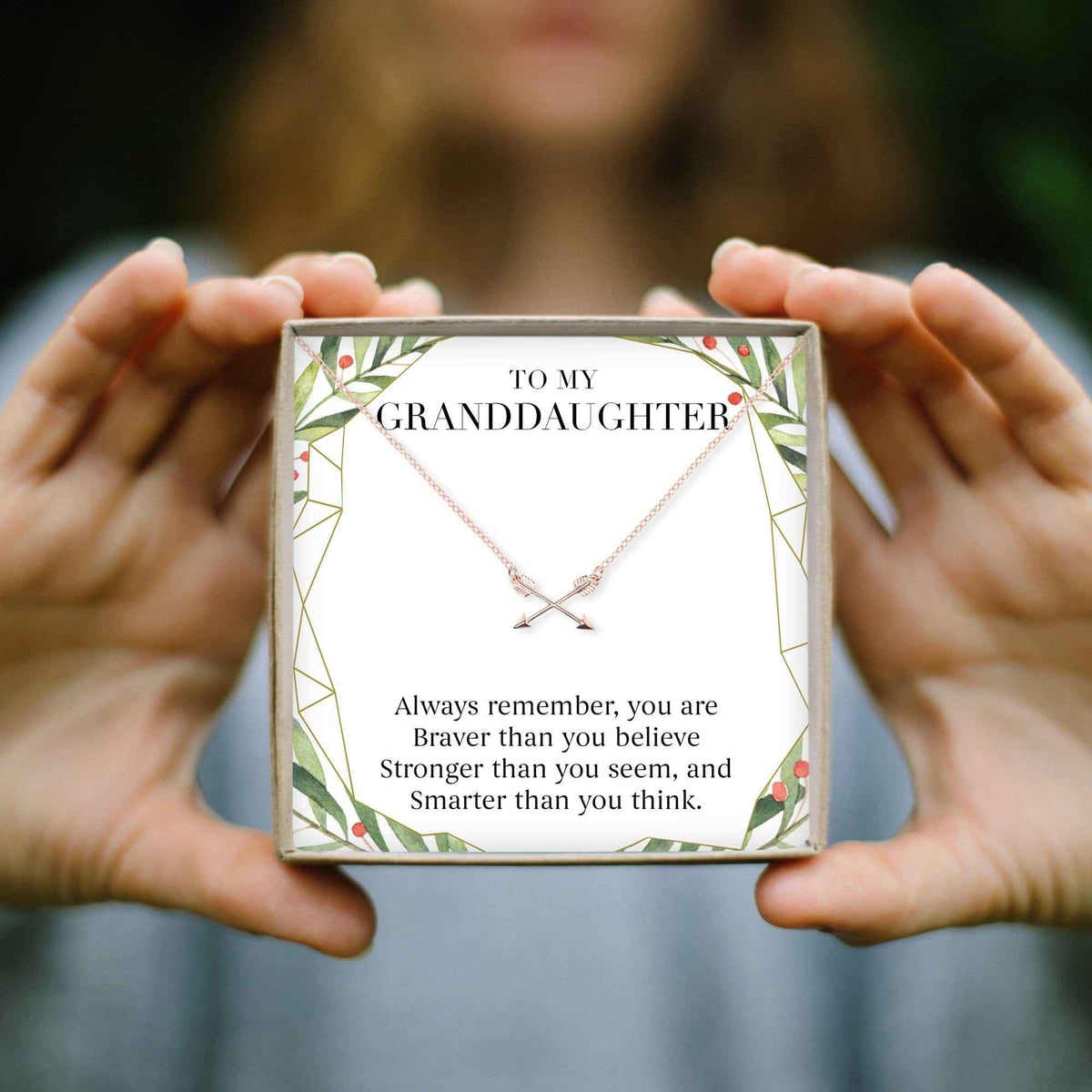 Christmas Gift for Granddaughter Double Intersecting Arrows Necklace