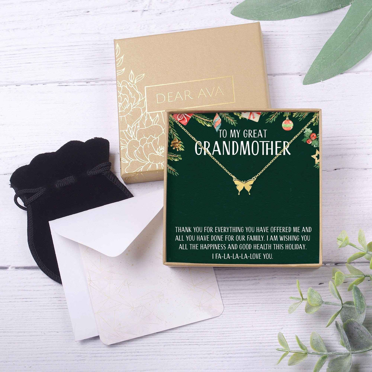 Christmas Gift for Great Grandma Butterfly Pendant Necklace