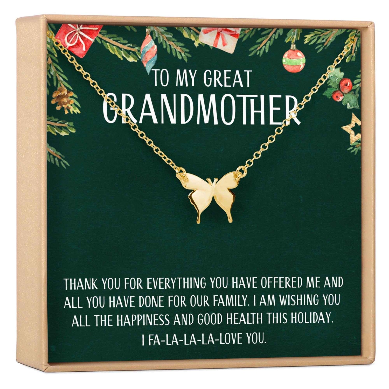 Christmas Gift for Great Grandma Butterfly Pendant Necklace