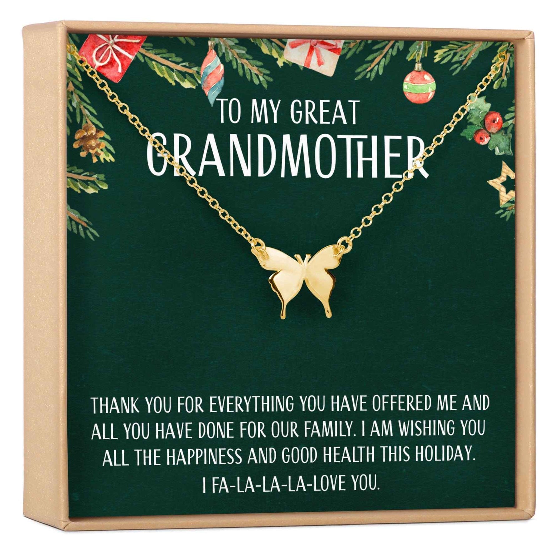 Christmas Gift for Great Grandma Butterfly Pendant Necklace