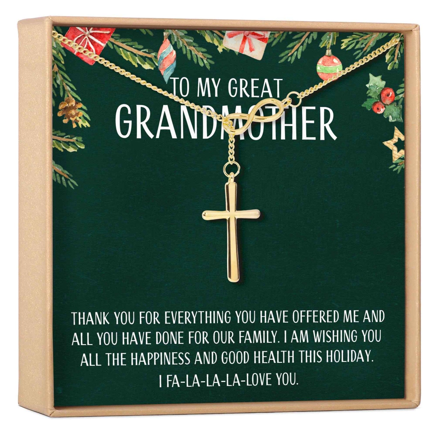 Christmas Gift for Great Grandma Infinity Cross  Necklace