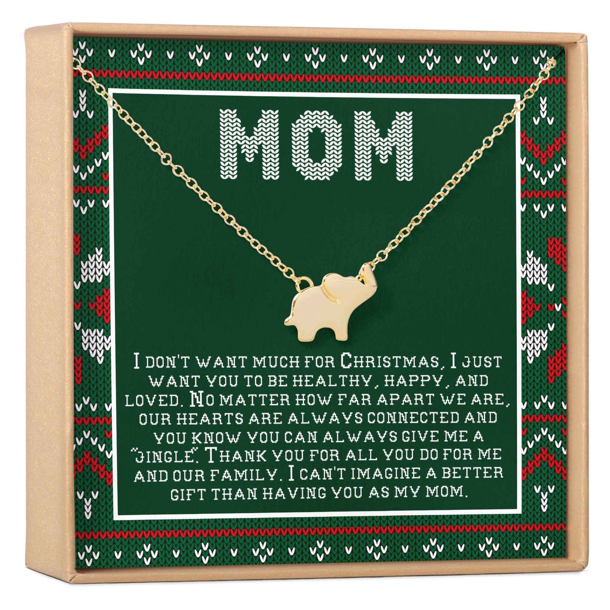 Christmas Gift for Mom Elephant Pendant Necklace
