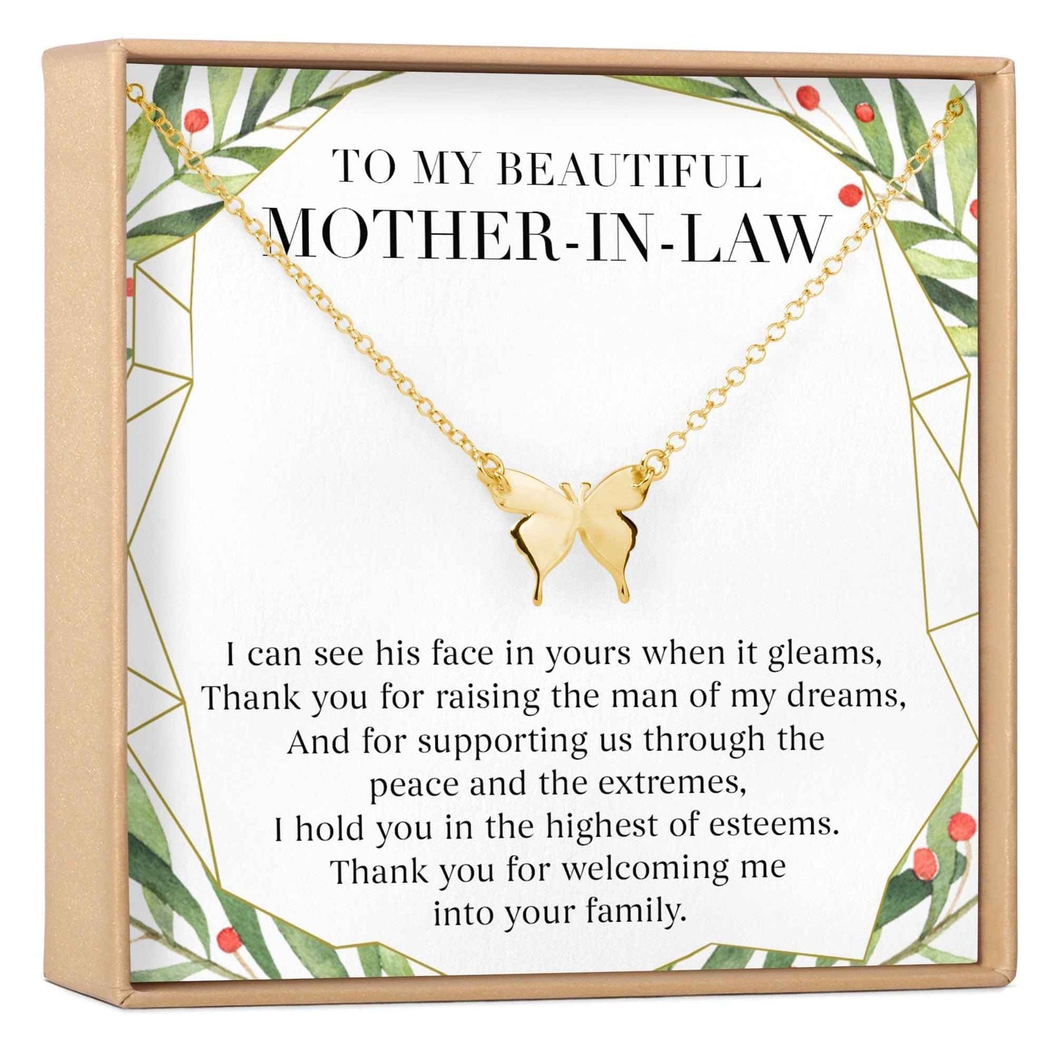 Christmas Gift for Mother in Law Butterfly Pendant Necklace