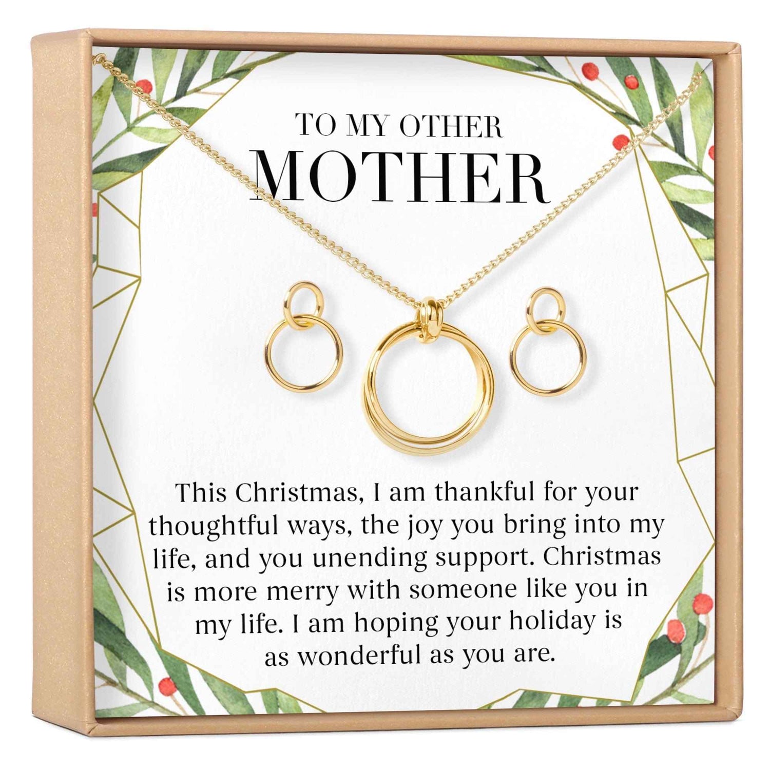 Christmas Gift for Other Mother Linked Circles Earring and Necklace Jewelry Set