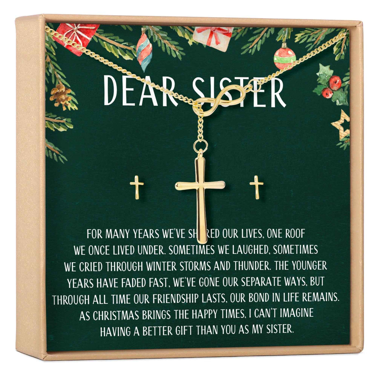 Christmas Gift for Sister Cross earring and Necklace Set Jewelry Set