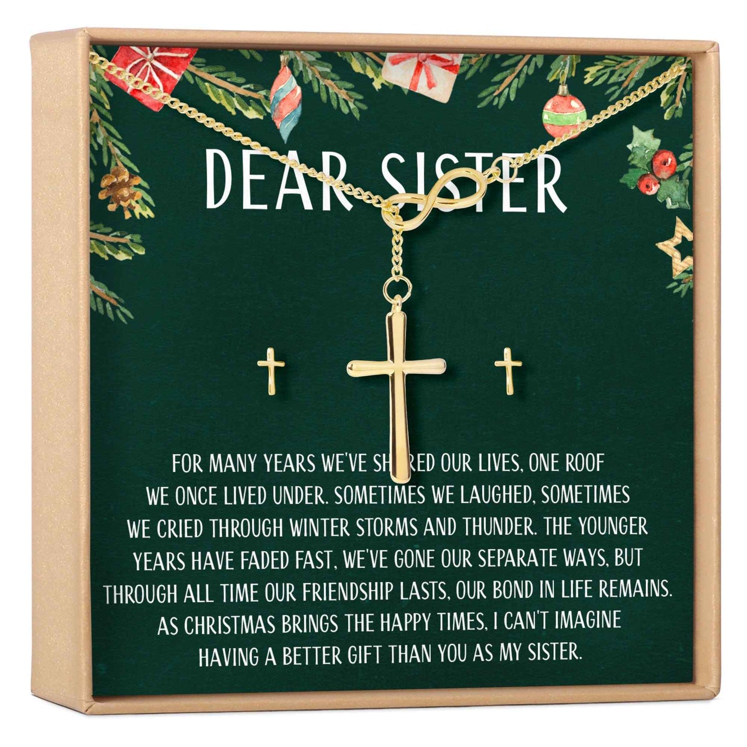 Christmas Gift for Sister Cross earring and Necklace Set Jewelry Set