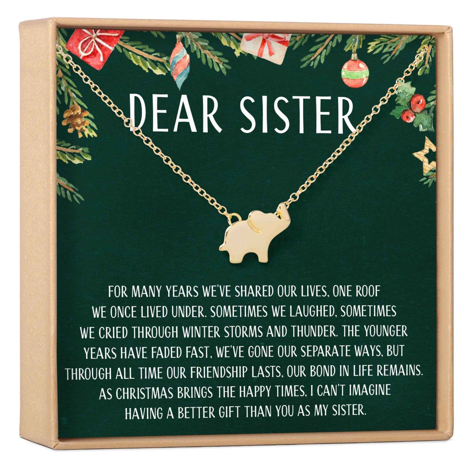 Christmas Gift for Sister Elephant Pendant Necklace