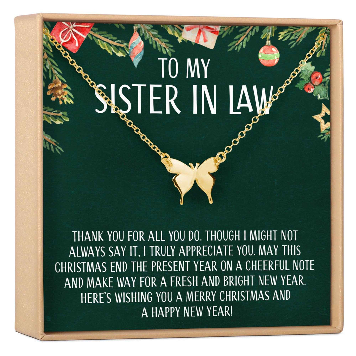 Christmas Gift for Sister-In-Law Butterfly Pendant Necklace