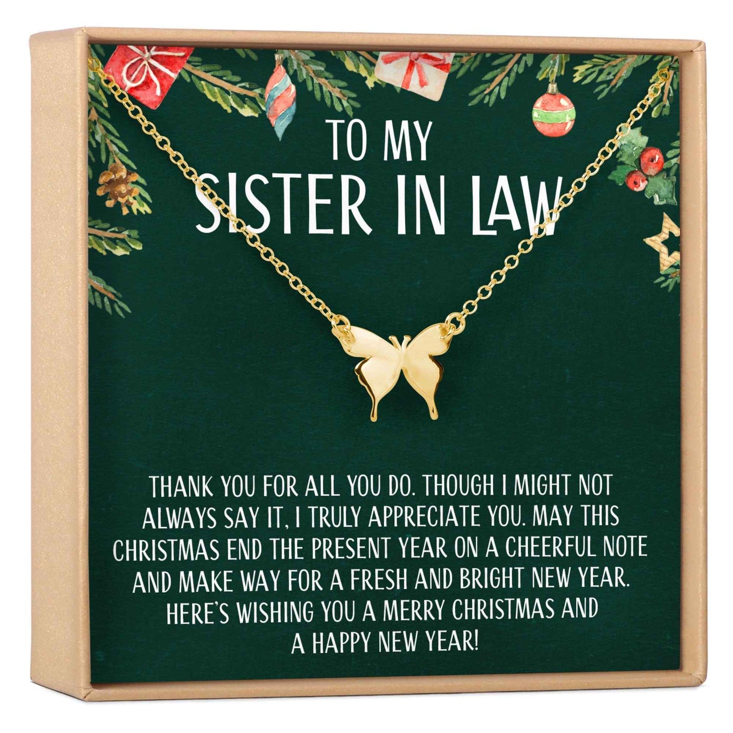 Christmas Gift for Sister-In-Law Butterfly Pendant Necklace