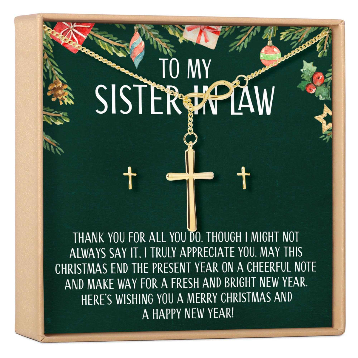 Christmas Gift for Sister-In-Law Cross earring and Necklace Set Jewelry Set
