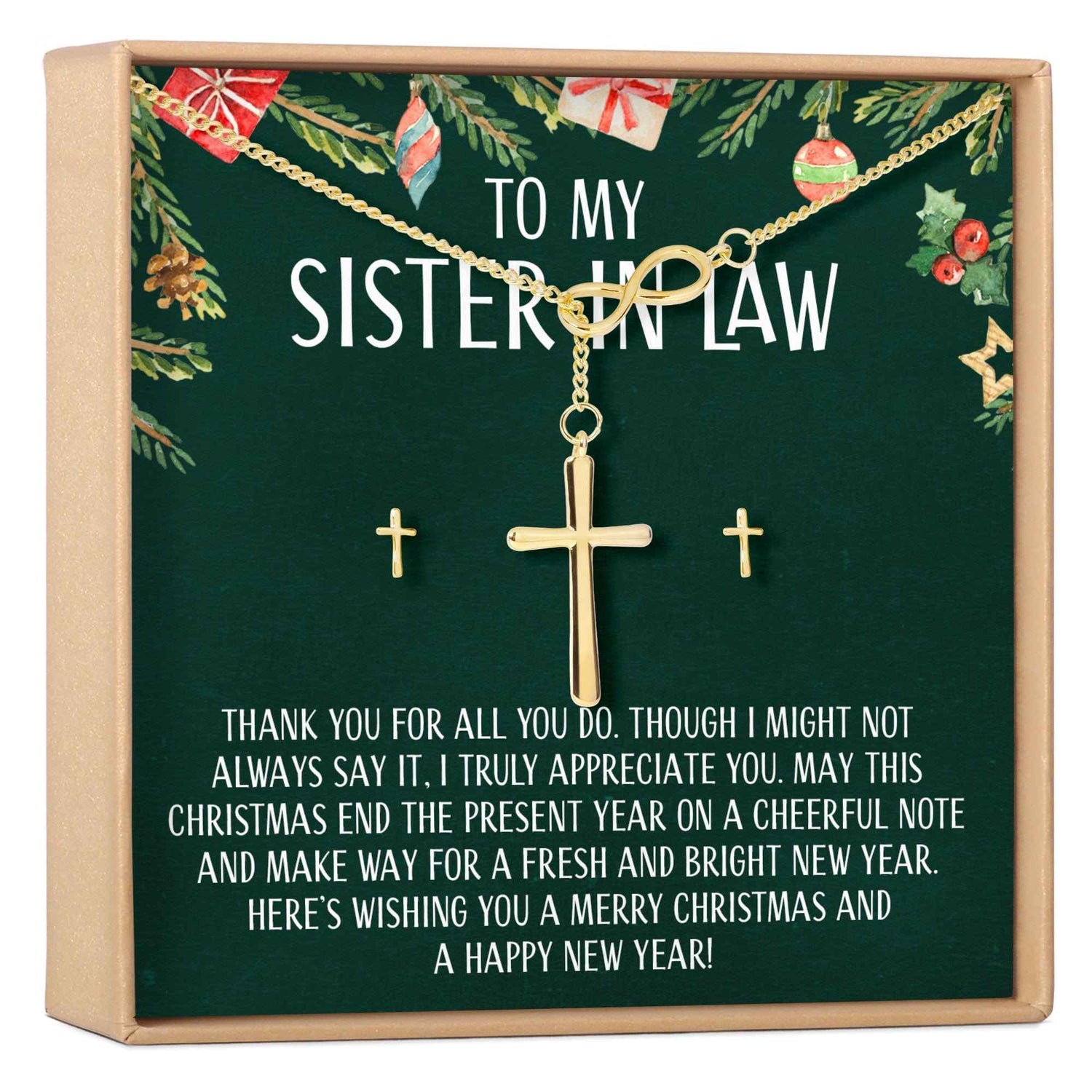 Christmas Gift for Sister-In-Law Cross earring and Necklace Set Jewelry Set