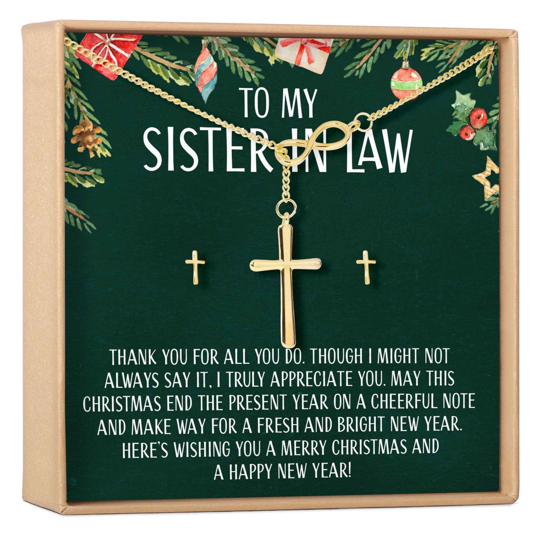 Christmas Gift for Sister-In-Law Cross earring and Necklace Set Jewelry Set