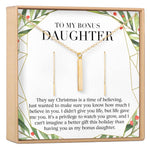 Christmas Gift for Stepdaughter Gold Bar Earring Threader and Necklace Jewelry Set