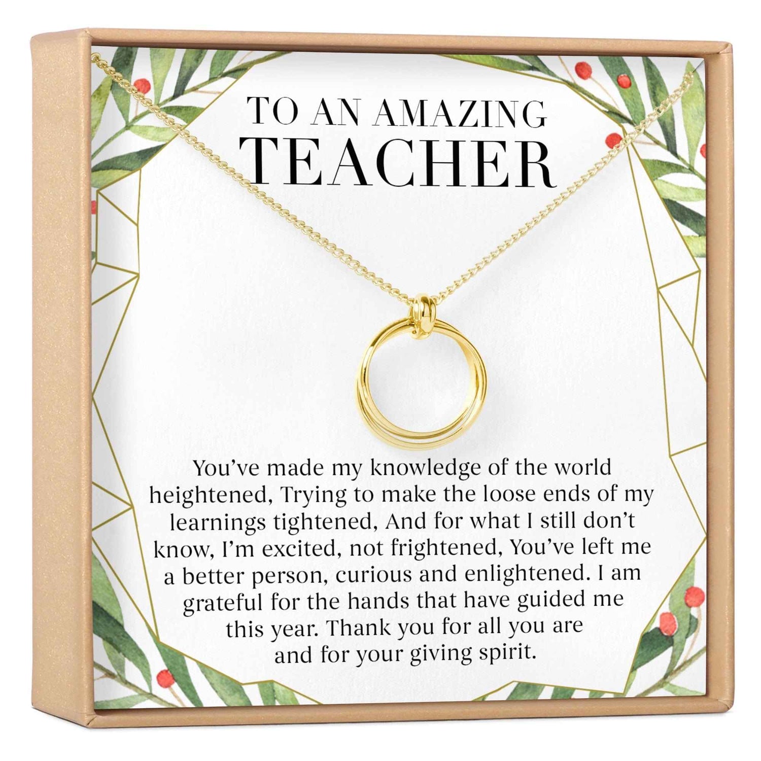 Christmas Gift for Teacher Linked Circles Necklace