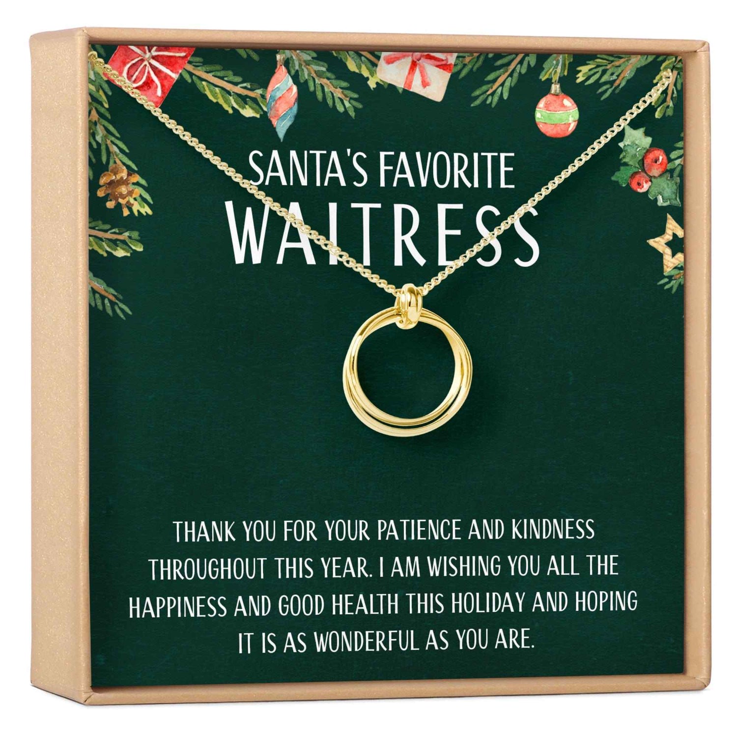 Christmas Gift for Waitress Linked Circles Necklace
