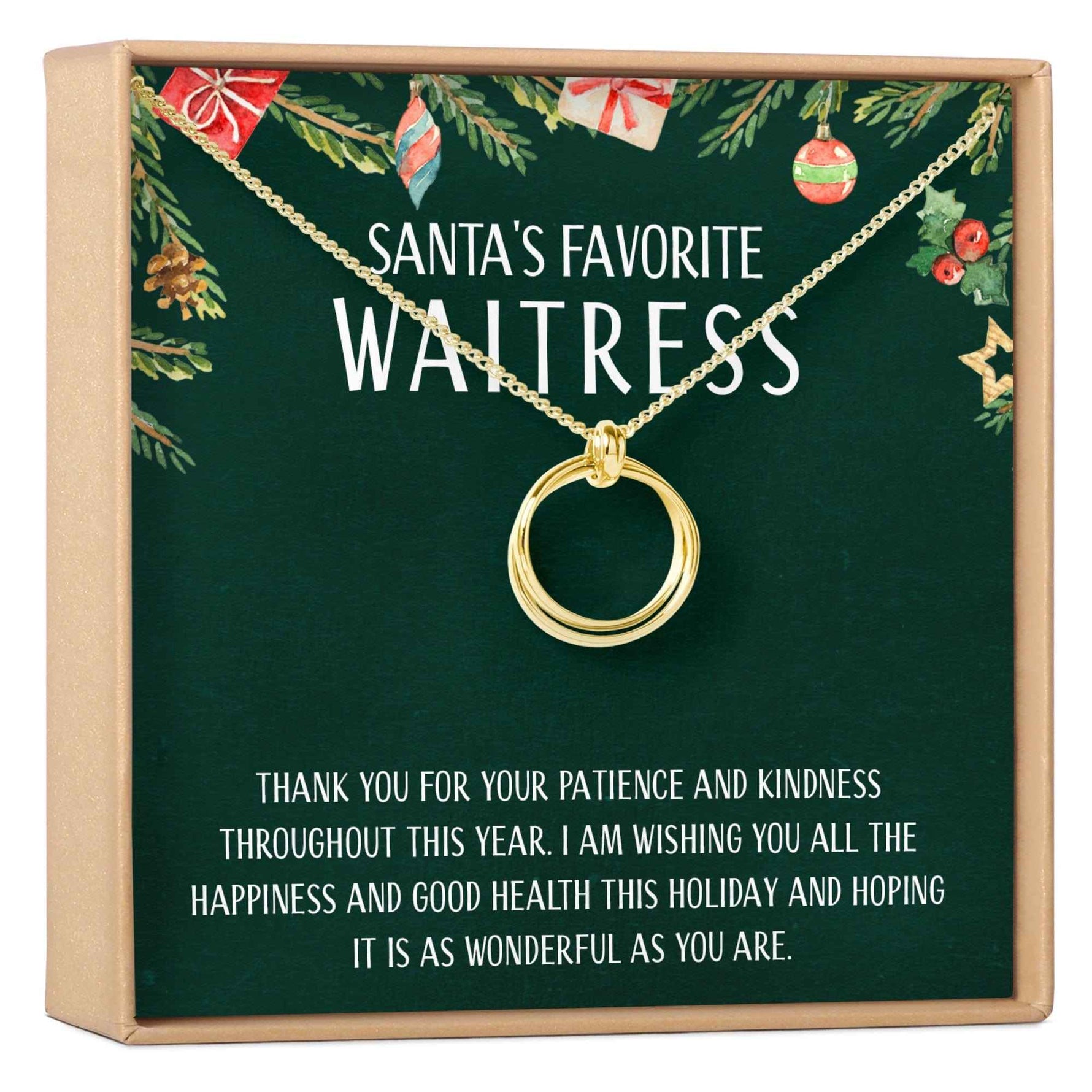 Christmas Gift for Waitress Linked Circles Necklace