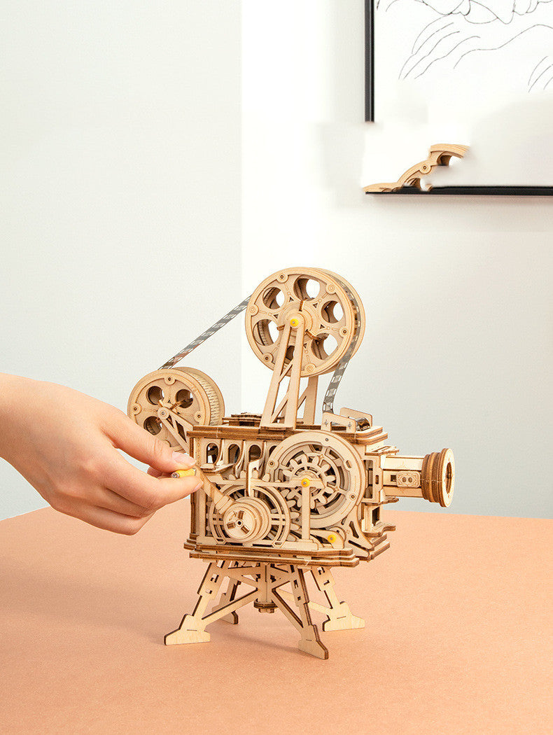 If The State KL501 601 Wooden Puzzles Play 3D Puzzle Assembling The Old Projector, The Pendulum Clock DIY Gift - Cindi Book