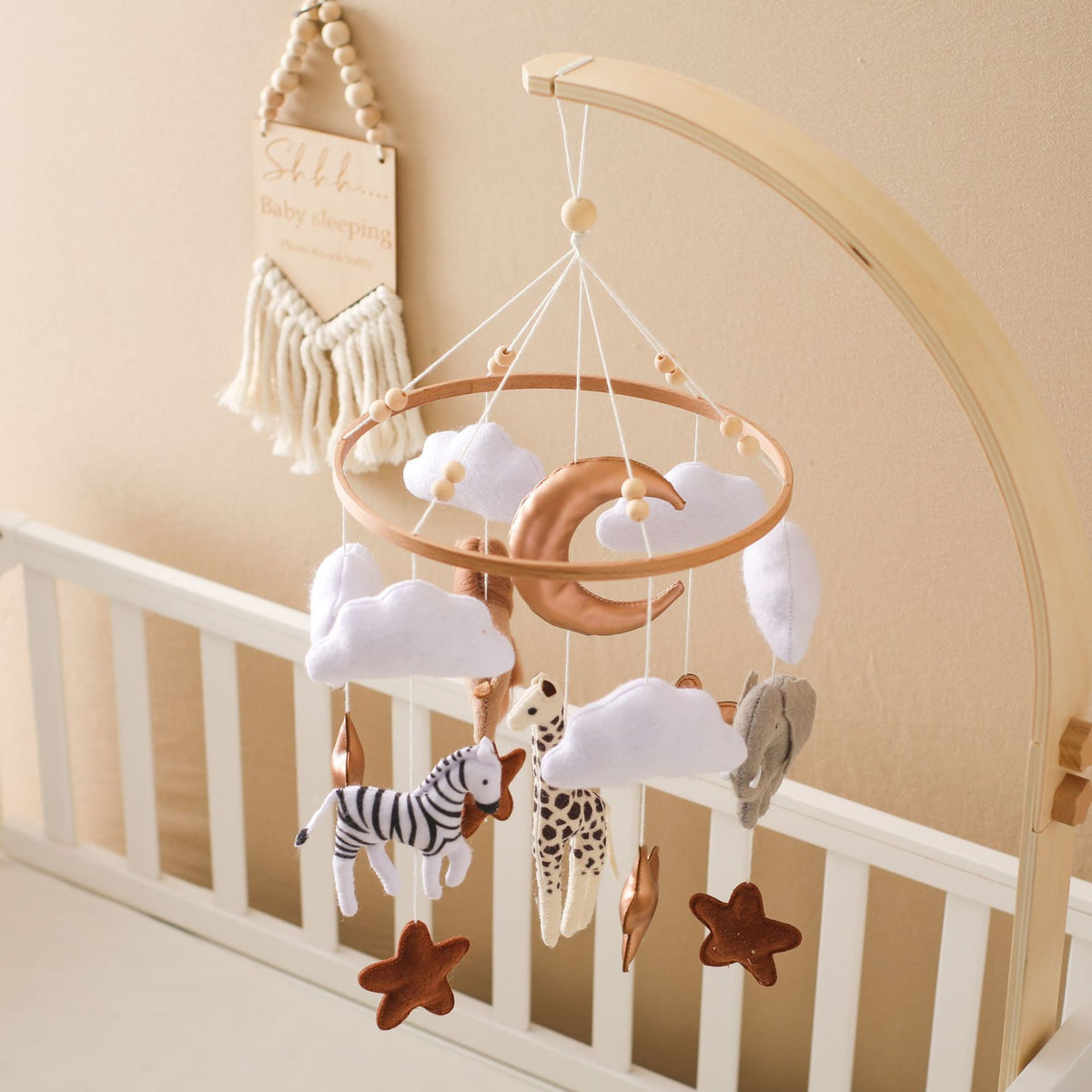 Room Hand-eye Coordination Decoration Wind Chimes Crib Felt Forest Animal Cloud Moon Bed Bell - Cindi Book