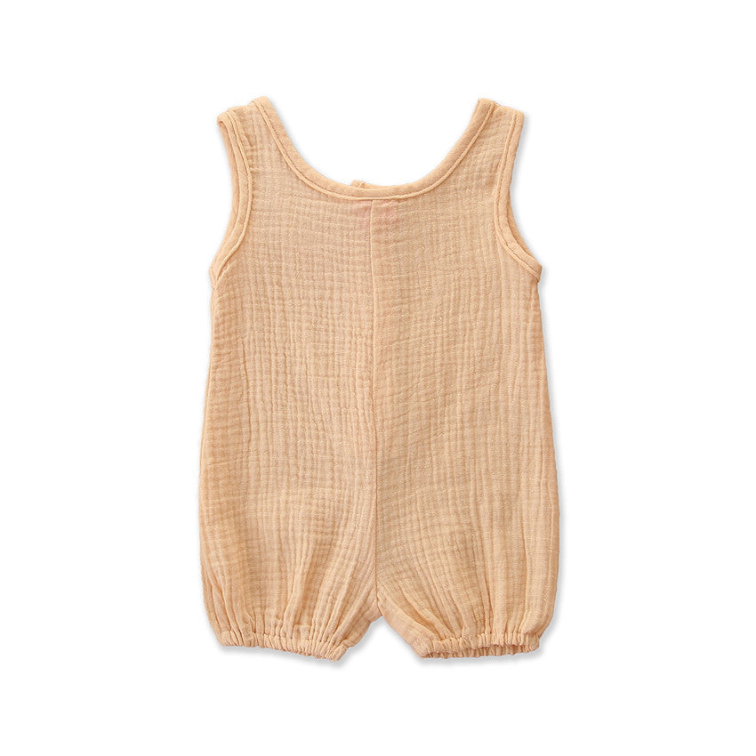 Baby Rompers Sleeveless Solid Color Cotton And Linen Rompers Baby Rompers - Cindi Book