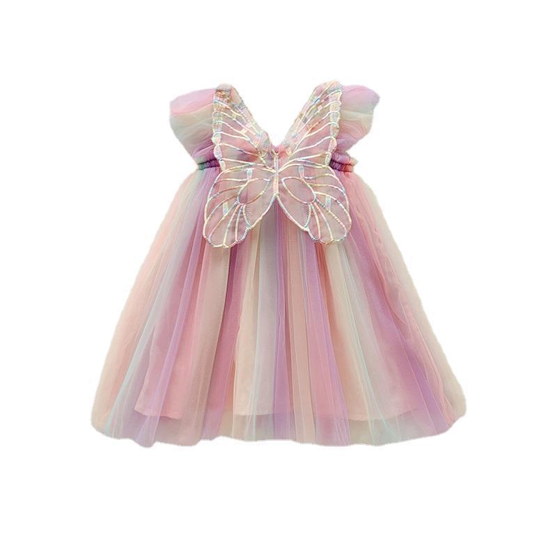 Rainbow Wings Mesh Girl Dress - Cindi Book