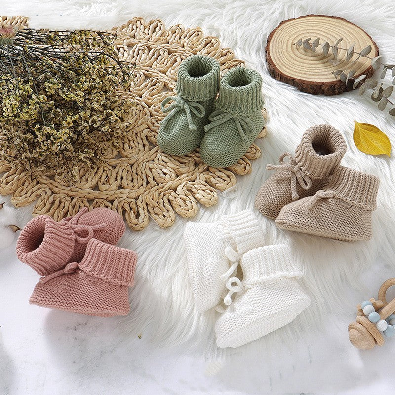 Infant Solid Color Cute Bowknot Knitted Toddler Shoes - Cindi Book