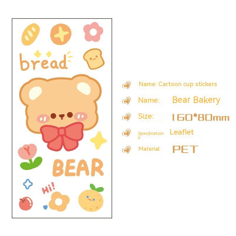 Cute Bear Clear Water Cup Stickers Children's Cartoon Korean Journal Material Mobile Phone Cup Decoration - Cindi Book