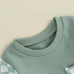 Checkerboard Plaid Color Matching Sleeve Pocket Jumpsuit - Cindi Book