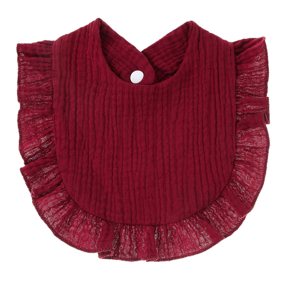 Ruffled Cotton Gauze Lace Bib Saliva Pocket - Cindi Book