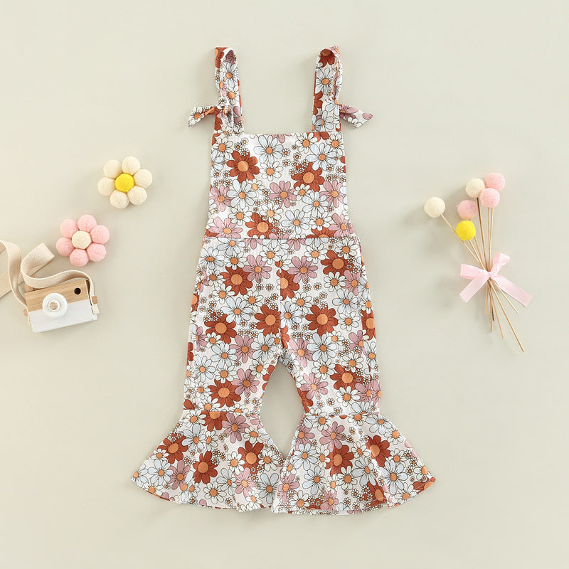 Girls' Floral Print Bell-bottom Pants Jumpsuit - Cindi Book
