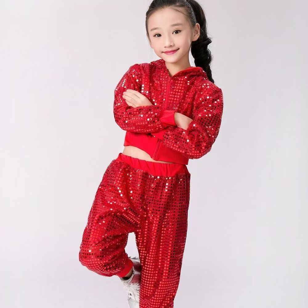 Childrens Sequined Hip-hop Street Dance Performance Cheerleading Team Sportswear - Cindi Book