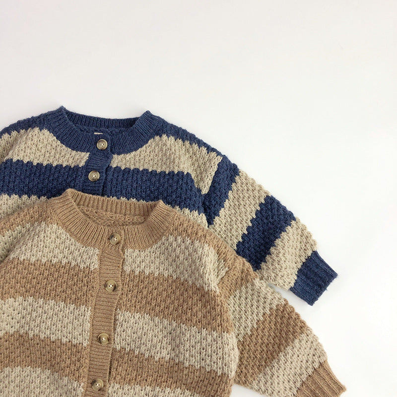 Autumn and Winter Kids' Sweater Mohair Western Style Baby Boy and Baby Girl Knitted Cardigan