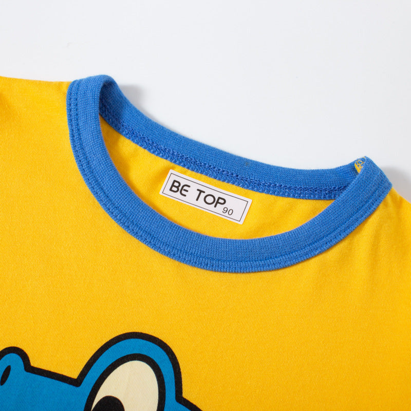 Cartoon Three-dimensional Dinosaur Boys' T-shirt Summer Korean Cartoon - Cindi Book