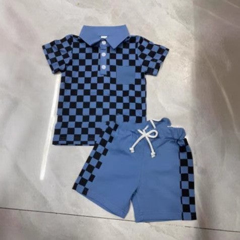 Boys' Checkered Lapel Shorts Suit - Cindi Book