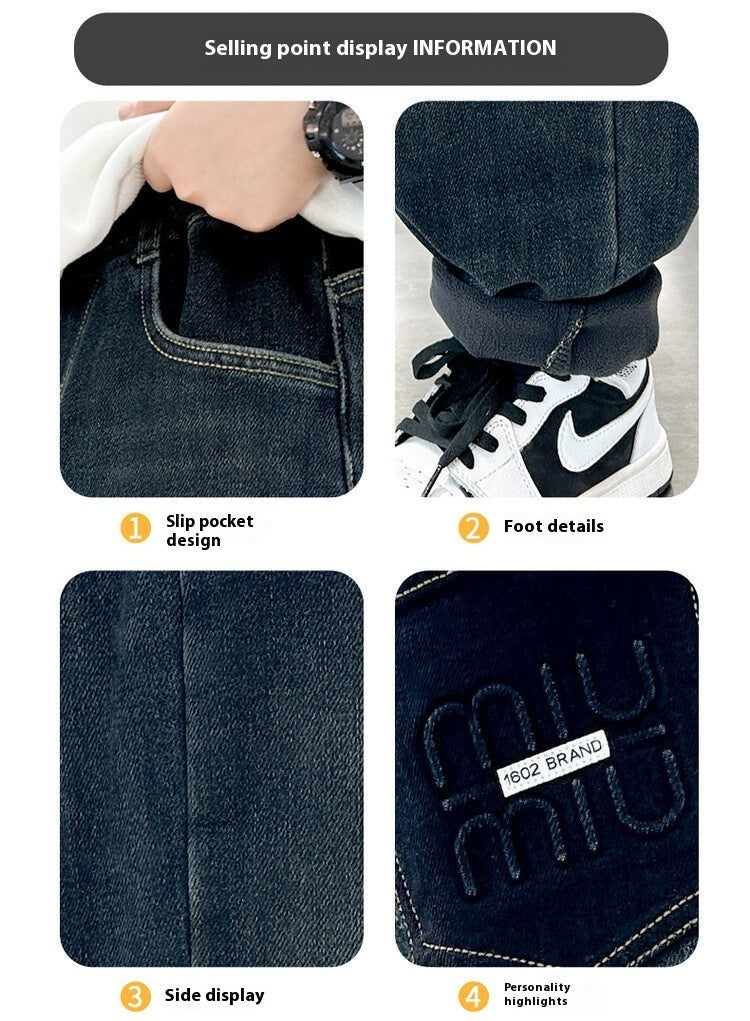 Korean Style Big Children Thick Warm Pants - Cindi Book