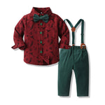 Boys' Cotton Long Sleeved Shirt And Overalls Set - Cindi Book