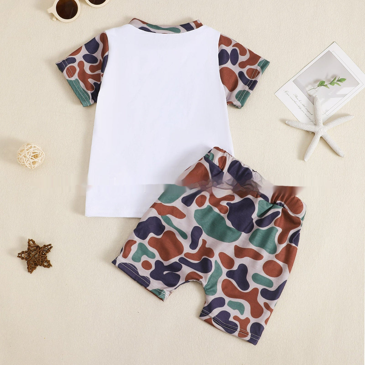 Boy's Camouflage T-shirt And Shorts Two-piece Set - Cindi Book