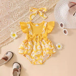 Candy Color Flower Print Pleated Cake Jumpsuit - Cindi Book