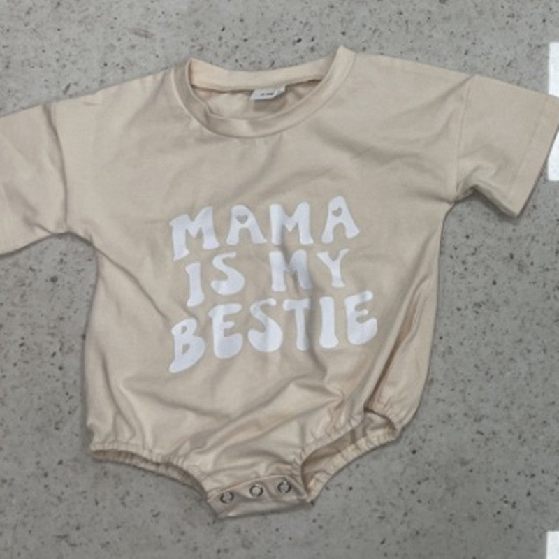 Children's Fashion Casual Letter Print Short-Sleeve Romper