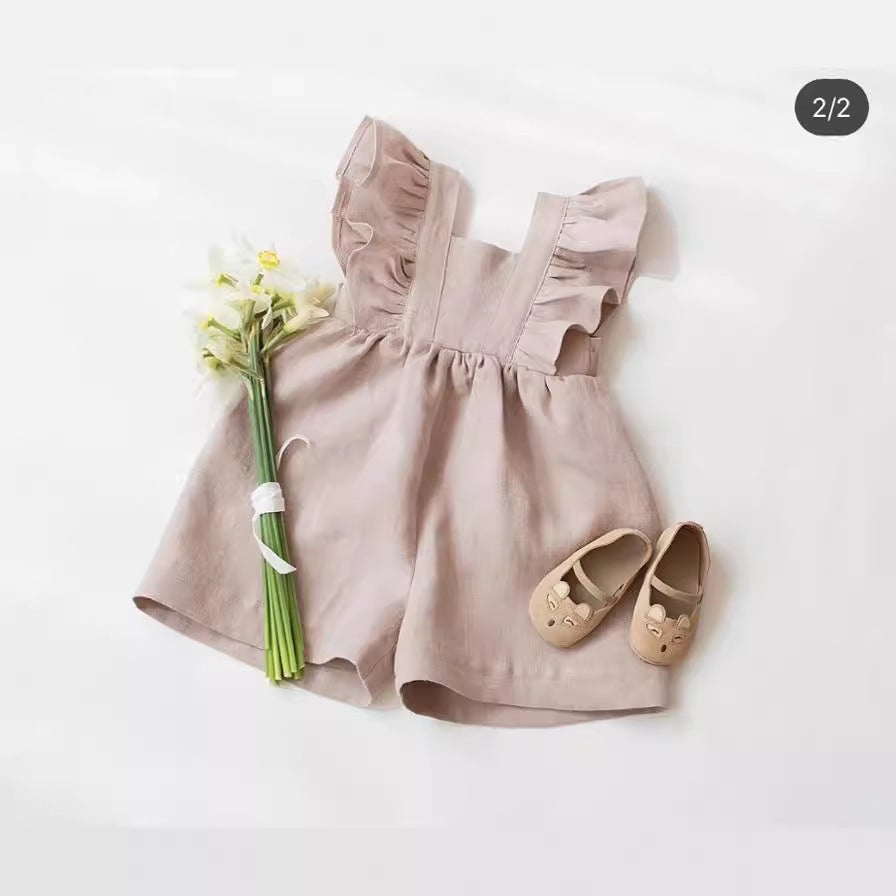 Children's Clothing Infant Cotton And Linen One-piece Shorts Strap - Cindi Book