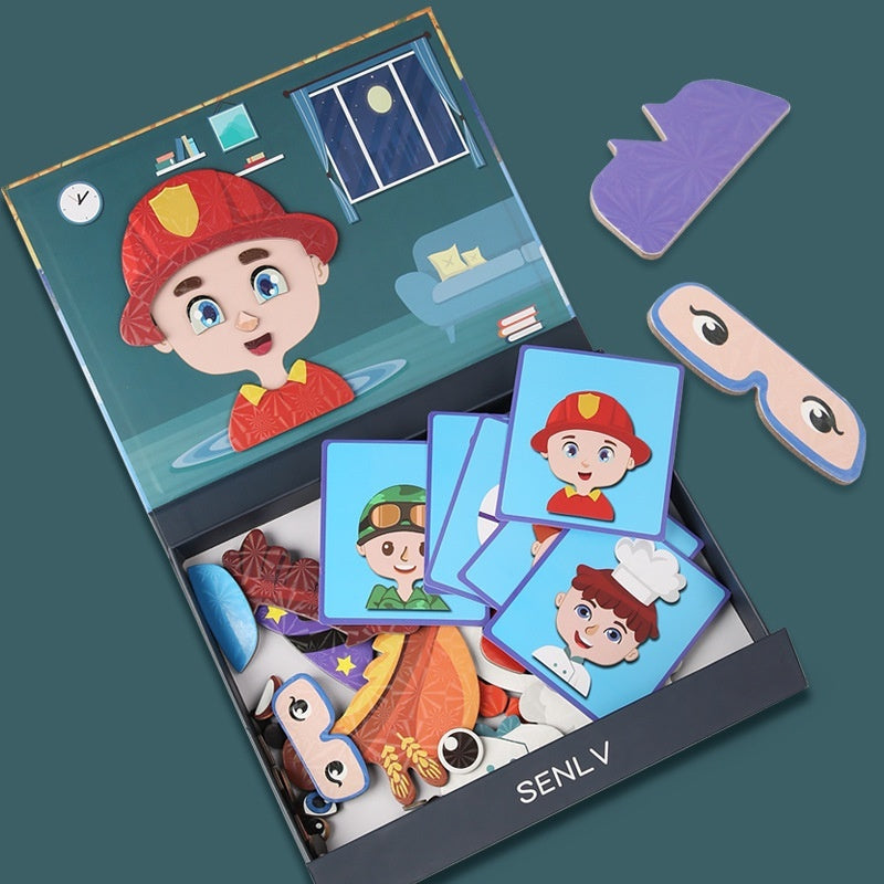 Magnetic Puzzle Featuring Characters In Various Professions And A Princess Dress-up Set - Cindi Book