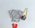Breathable Stripes Homewear Short Sleeve Shorts Outwear Children's Clothing - Cindi Book