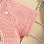 Rainbow Waffle Four-color Side Button Short Sleeve Baby Bodysuit Shorts Suit - Cindi Book